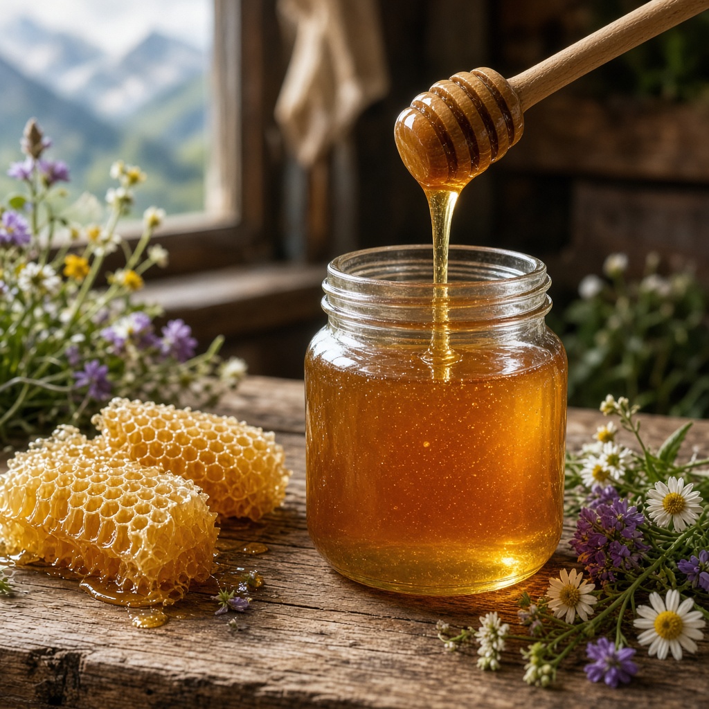 Raw mountain honey